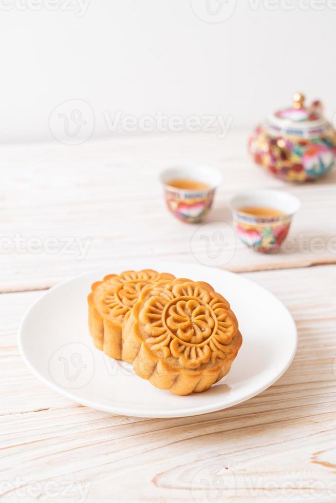 Chinese moon cake on plate photo