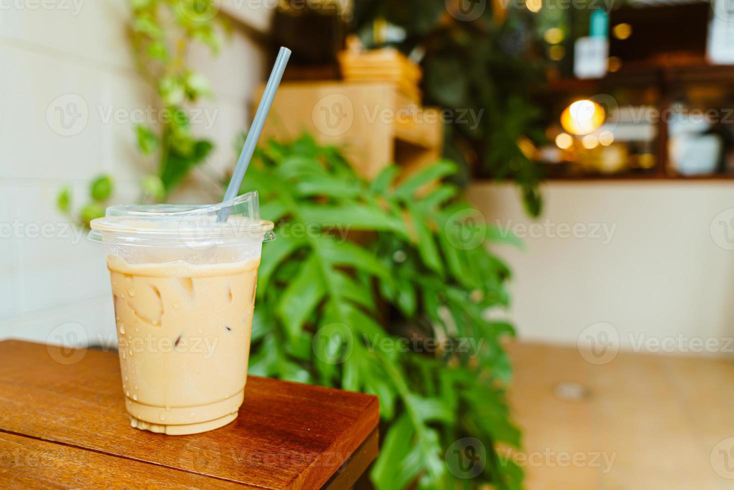 latte coffee in take away glass photo