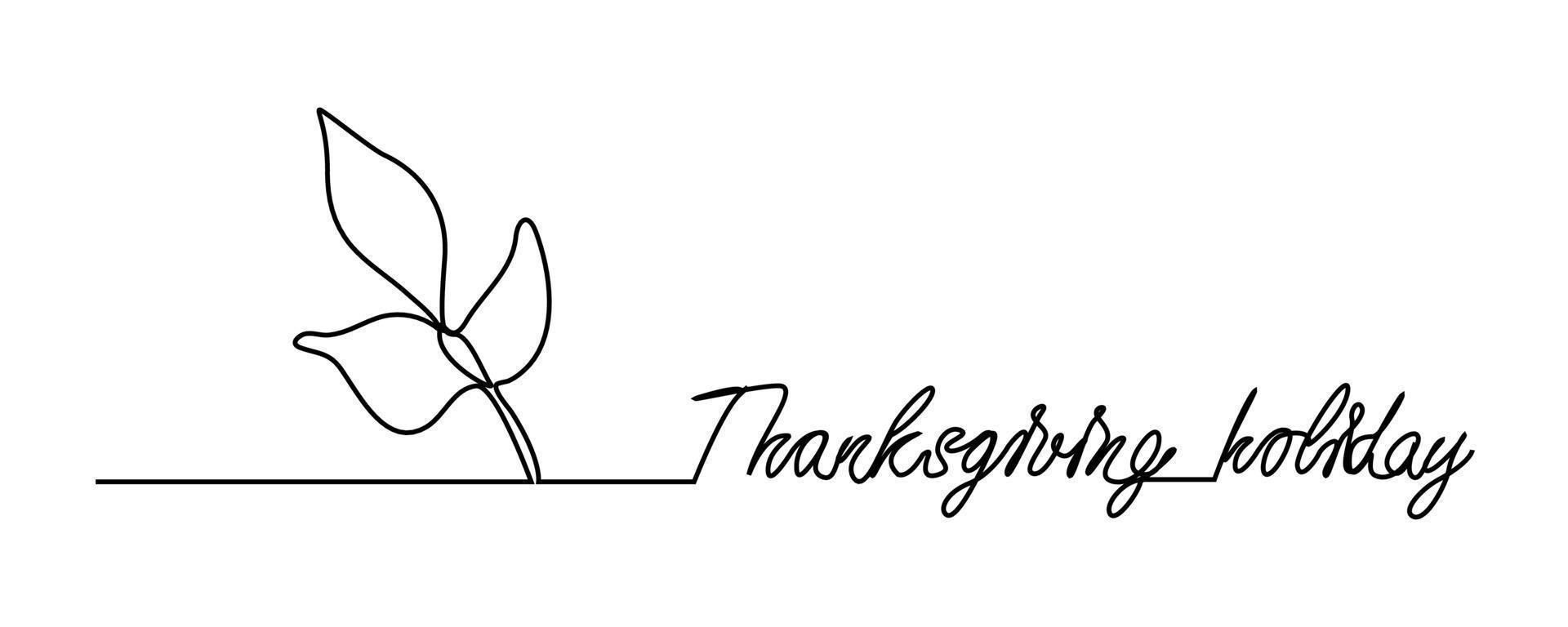 continuous line thanksgiving holiday banner fall leaves vector