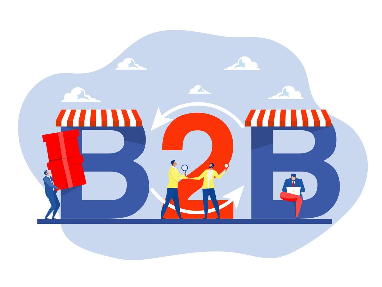 Online business, Partnership with B2B or Business to Business Marketing,Sales and Commerce for Agreed Transaction vector