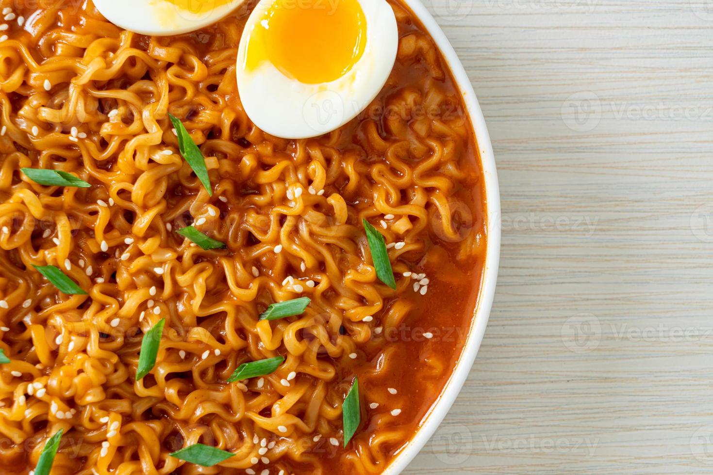 Korean instant noodles with egg photo