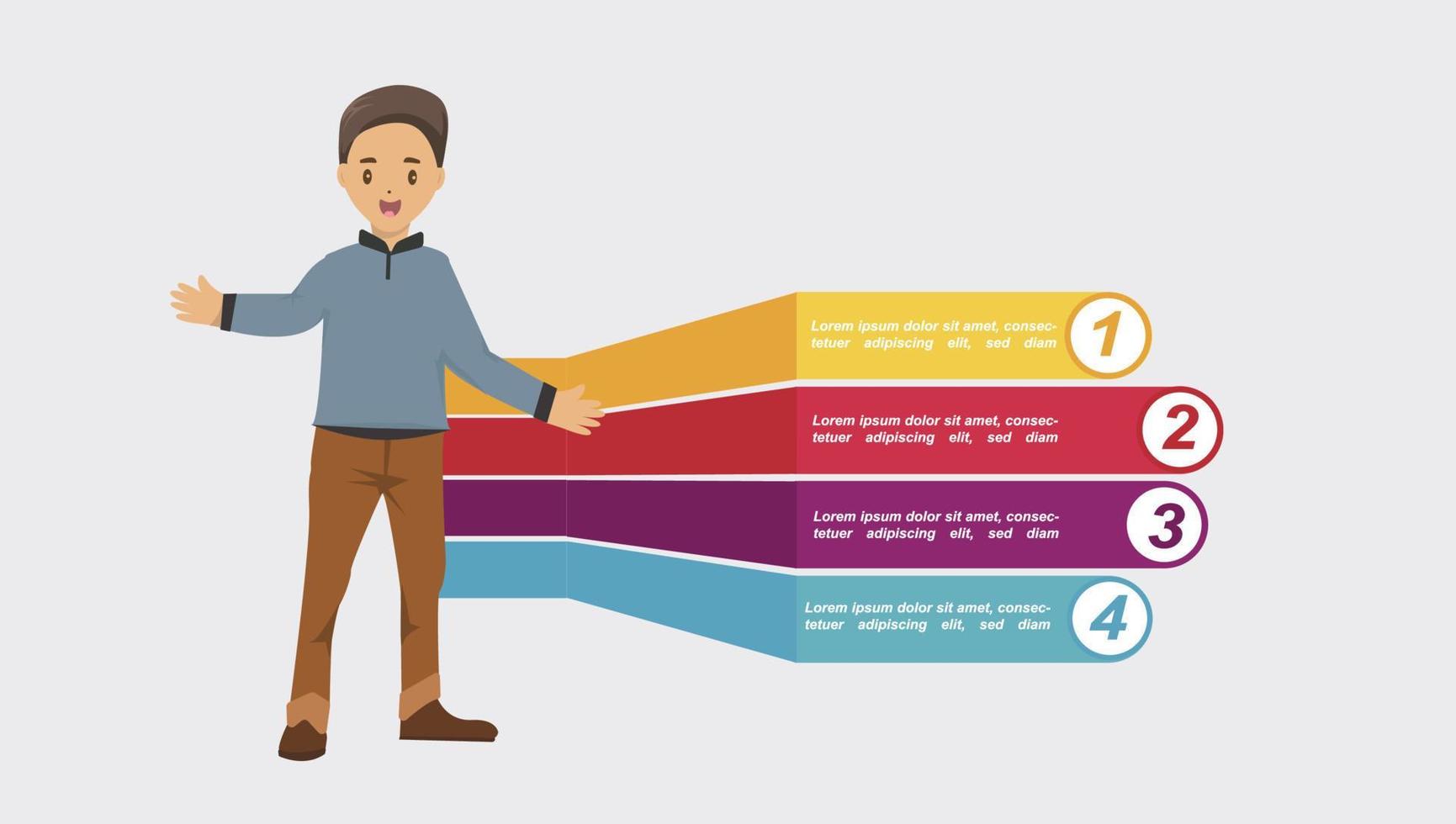 infografía simple con carácter de hombre feliz vector