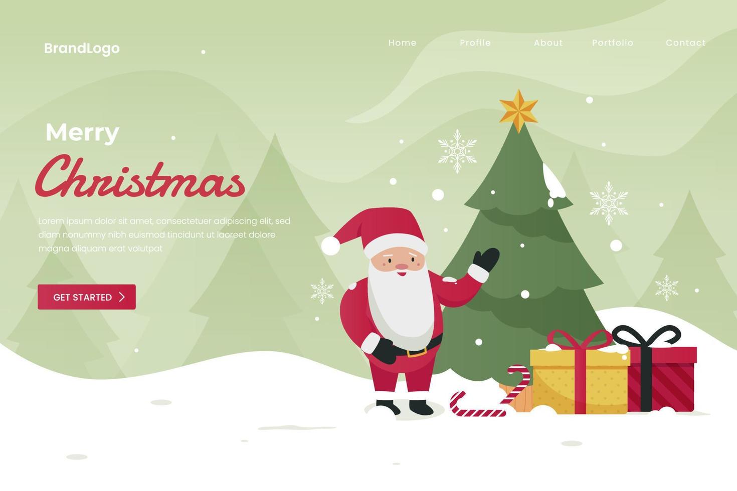 Merry Christmas landing page design concept vector