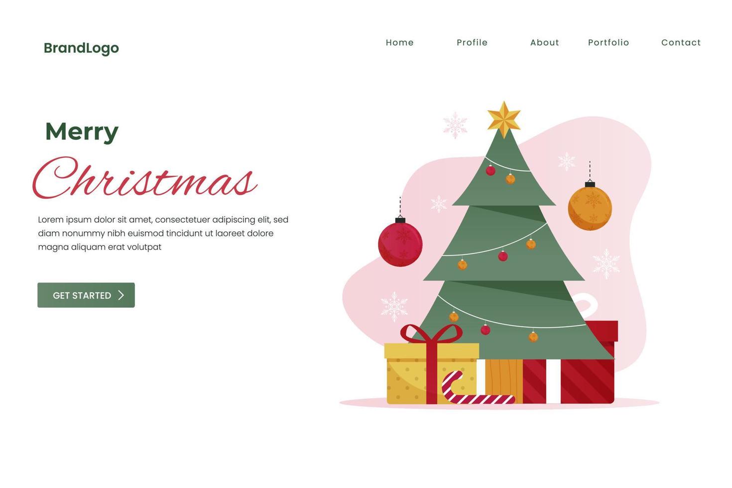 Happy xmas holidays landing page design concept vector