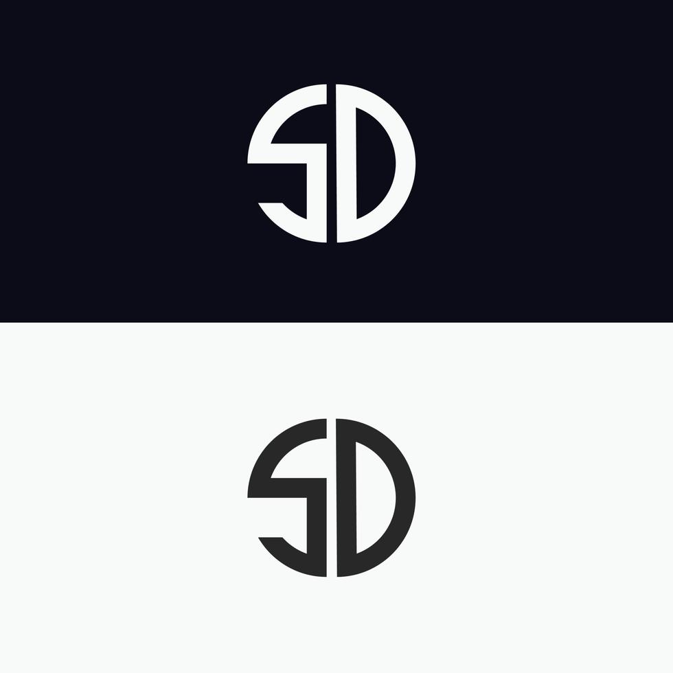 Plantilla de vector de logotipo de letra sd forma moderna creativa colorido monograma logotipo de círculo logotipo de la empresa logotipo de cuadrícula