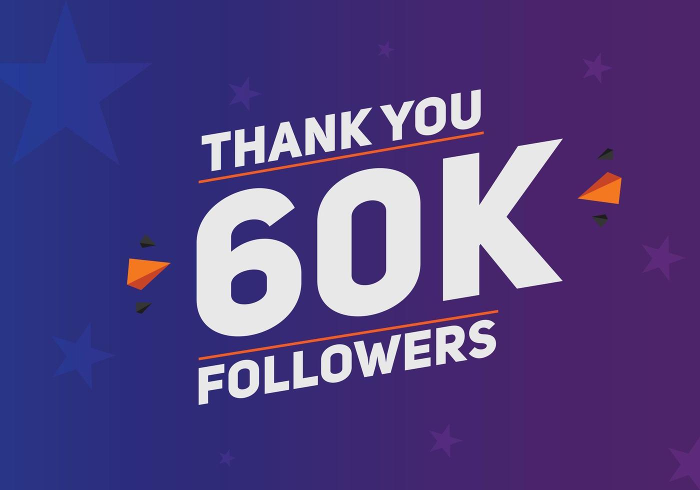 60k followers thank you colorful celebration template social media 60000 followers achievement banner vector