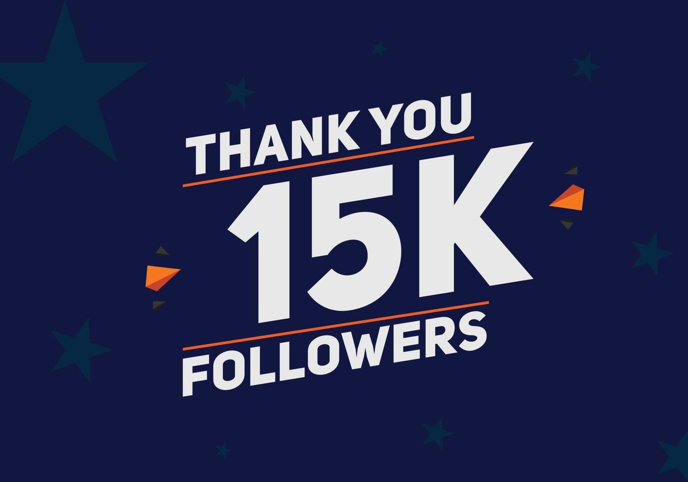 15k followers thank you colorful celebration template social media 15000 followers achievement banner vector