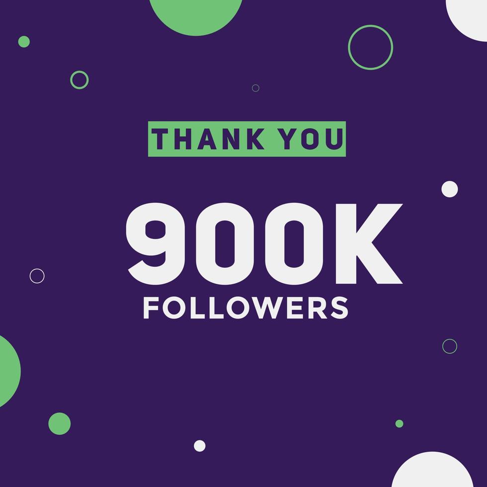 900k followers thank you colorful celebration template social media followers achievement congratulation 900000 followers vector