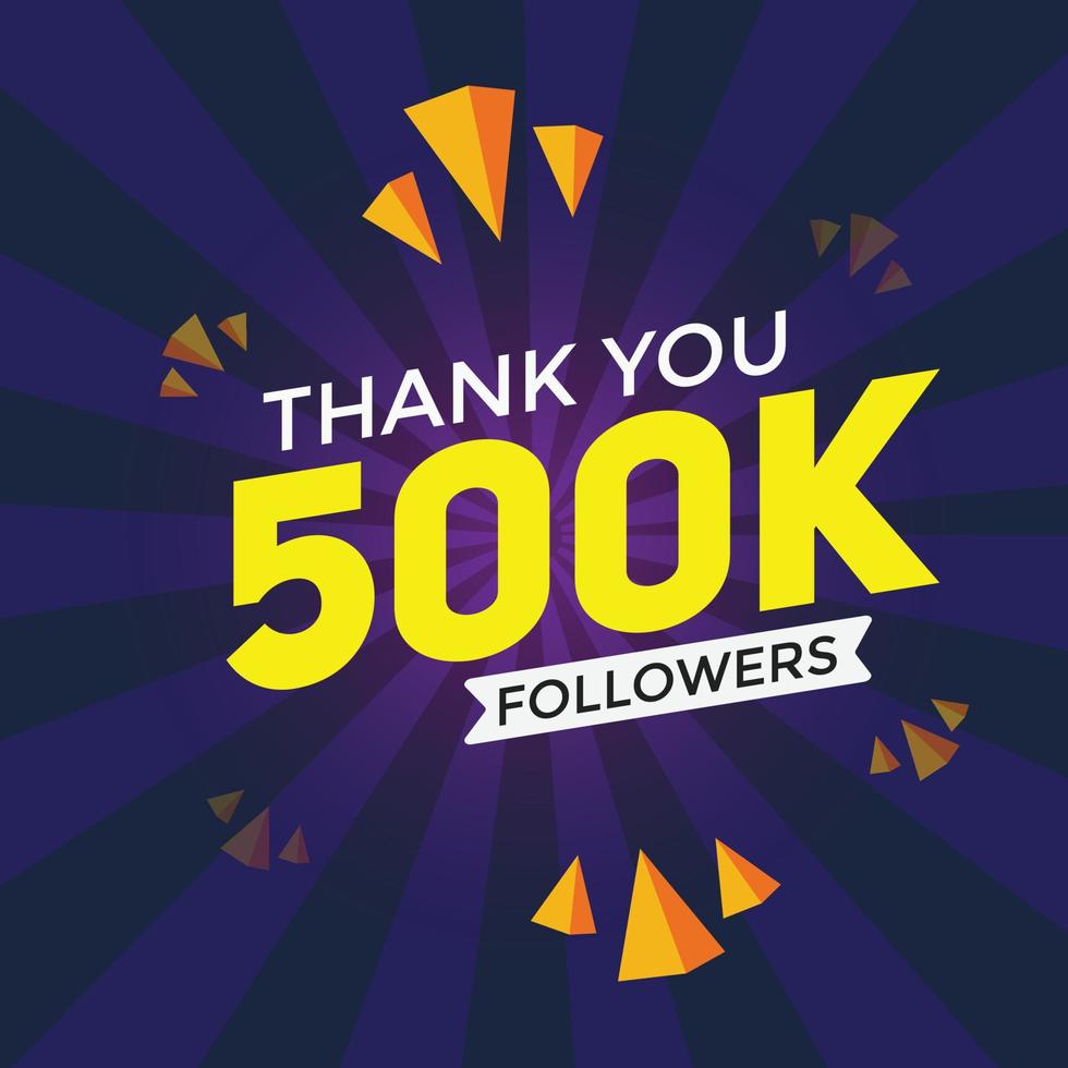 500k seguidores gracias plantilla de celebración colorida logro de seguidores de redes sociales vector