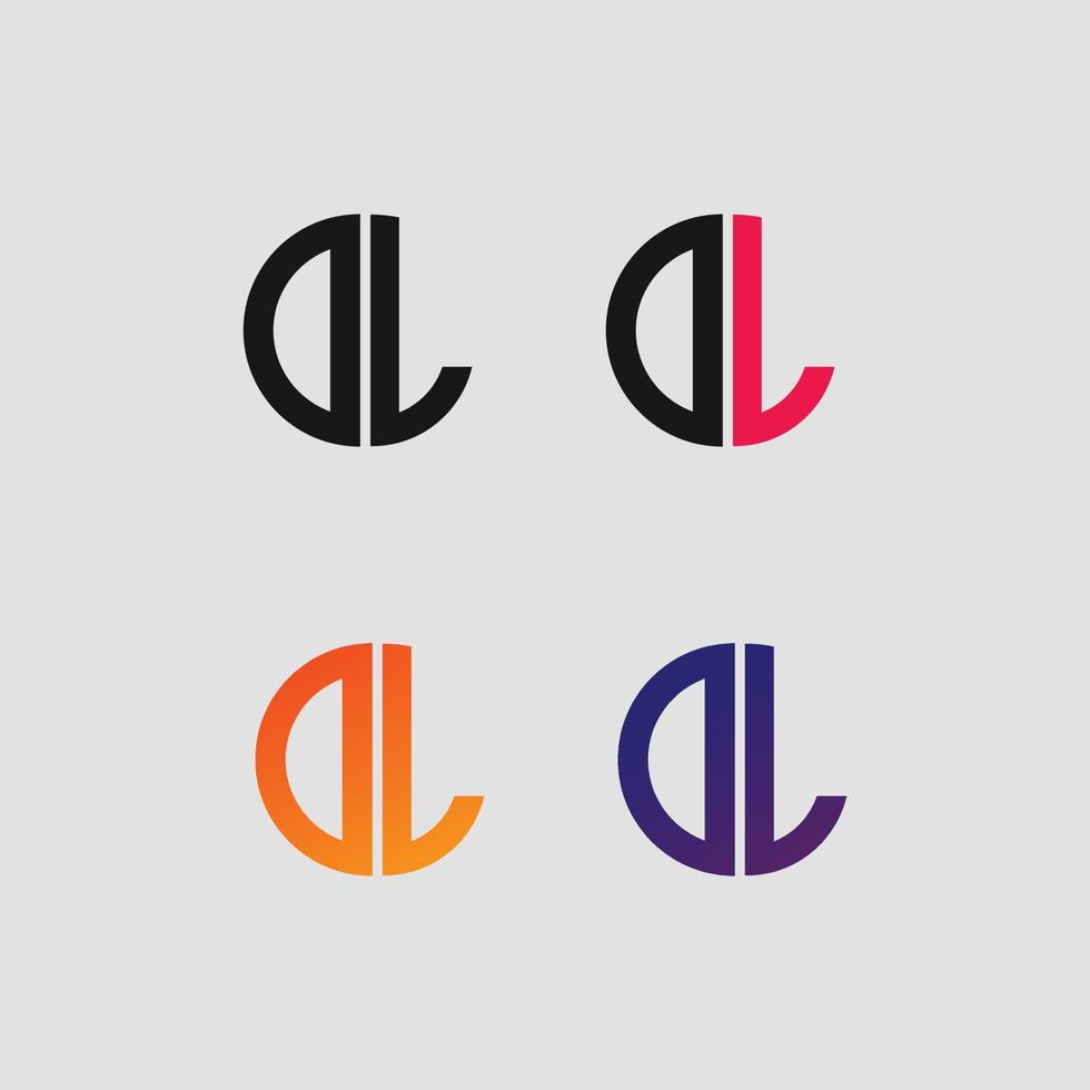 plantilla de vector de logotipo de letra dl forma moderna creativa colorido monograma logotipo de círculo logotipo de la empresa logotipo de cuadrícula