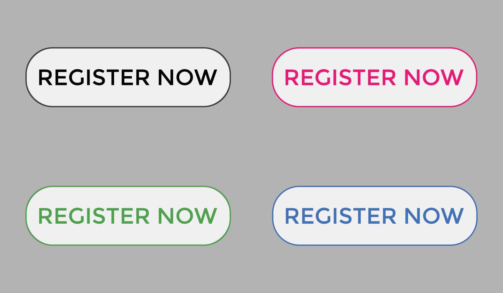 colorful register now text web button set of register now sign icon for web site vector