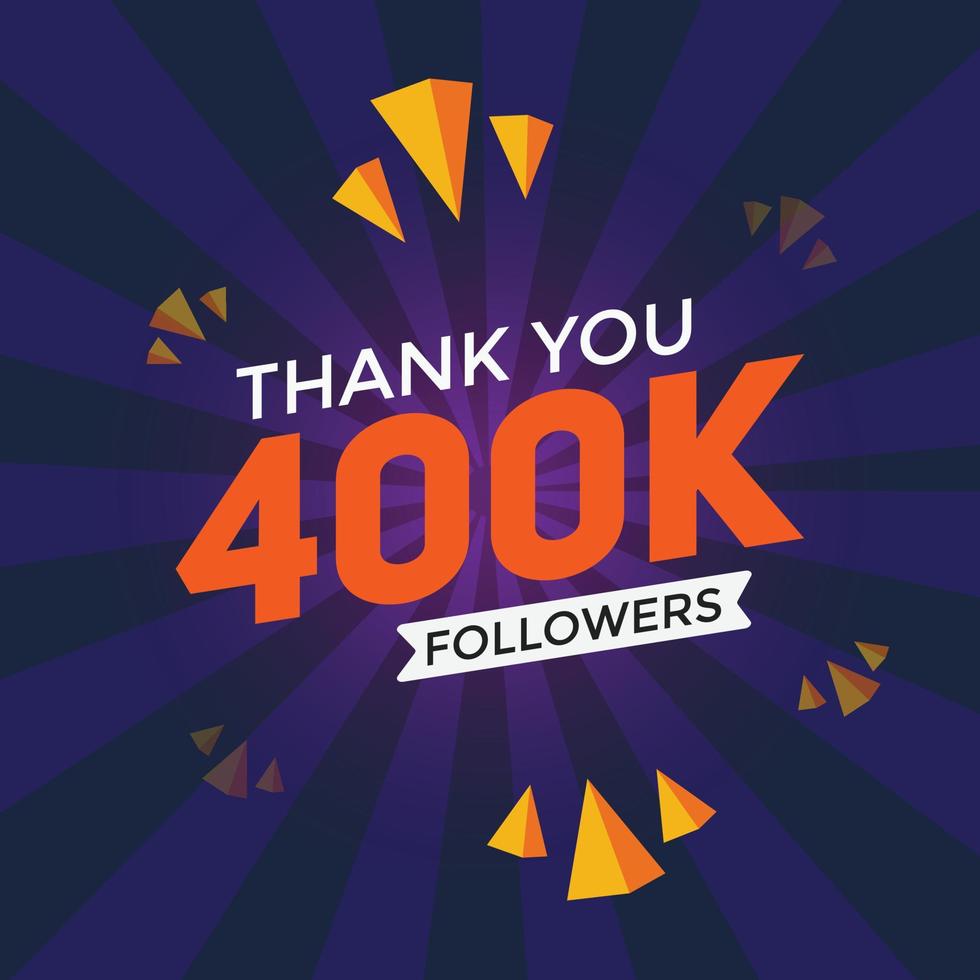 400k followers thank you colorful celebration template social media 400000 followers achievement banner vector