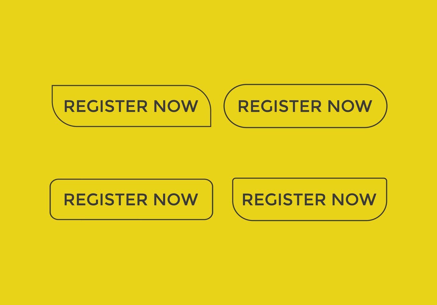 colorful register now text web button set of register now sign icon for web site vector