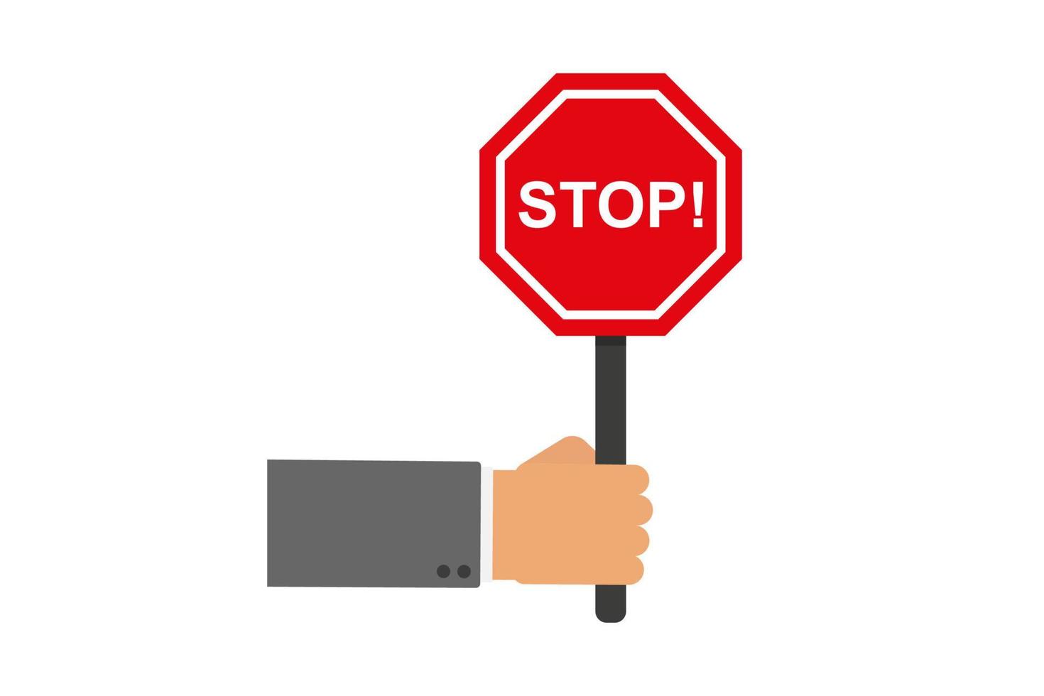 Hand holds Stop sign. Vector illustration