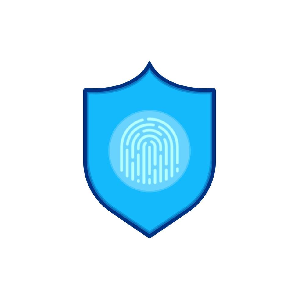 Cyber security illustration. Fingerprint, vector in flat design