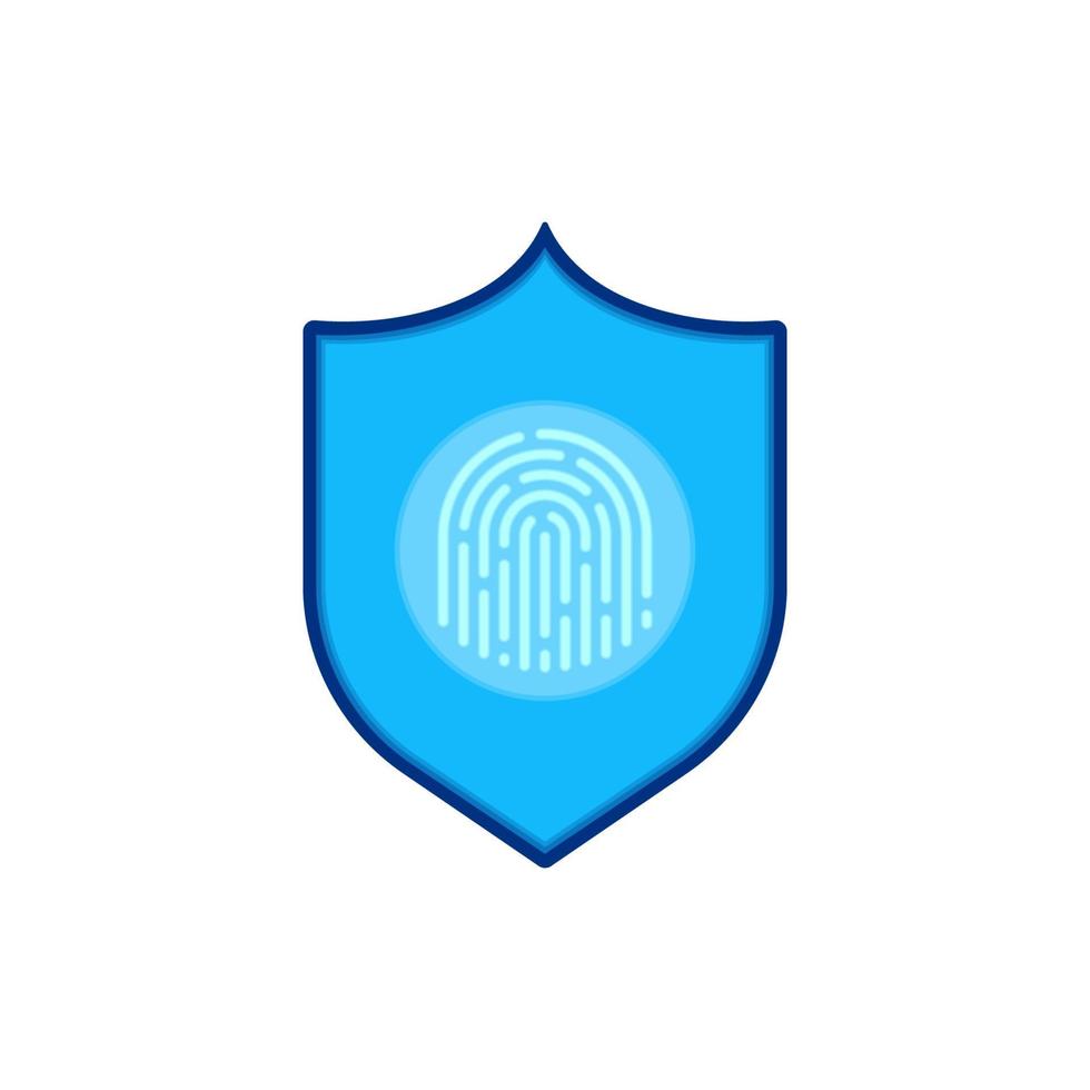 Cyber security illustration. Fingerprint, vector in flat design