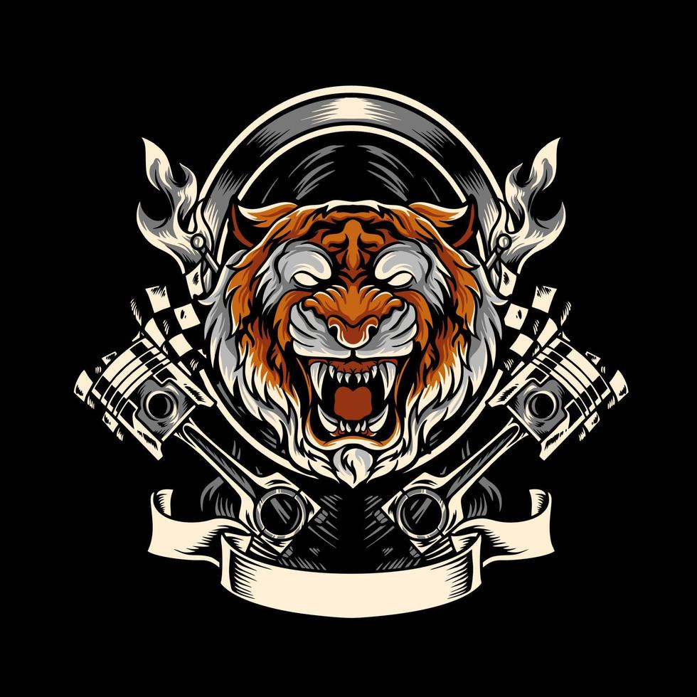 mascota del motorista tigre vector