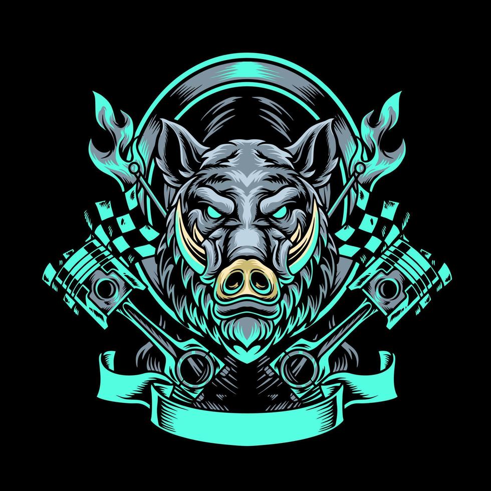 Boar Motorider Mascot vector