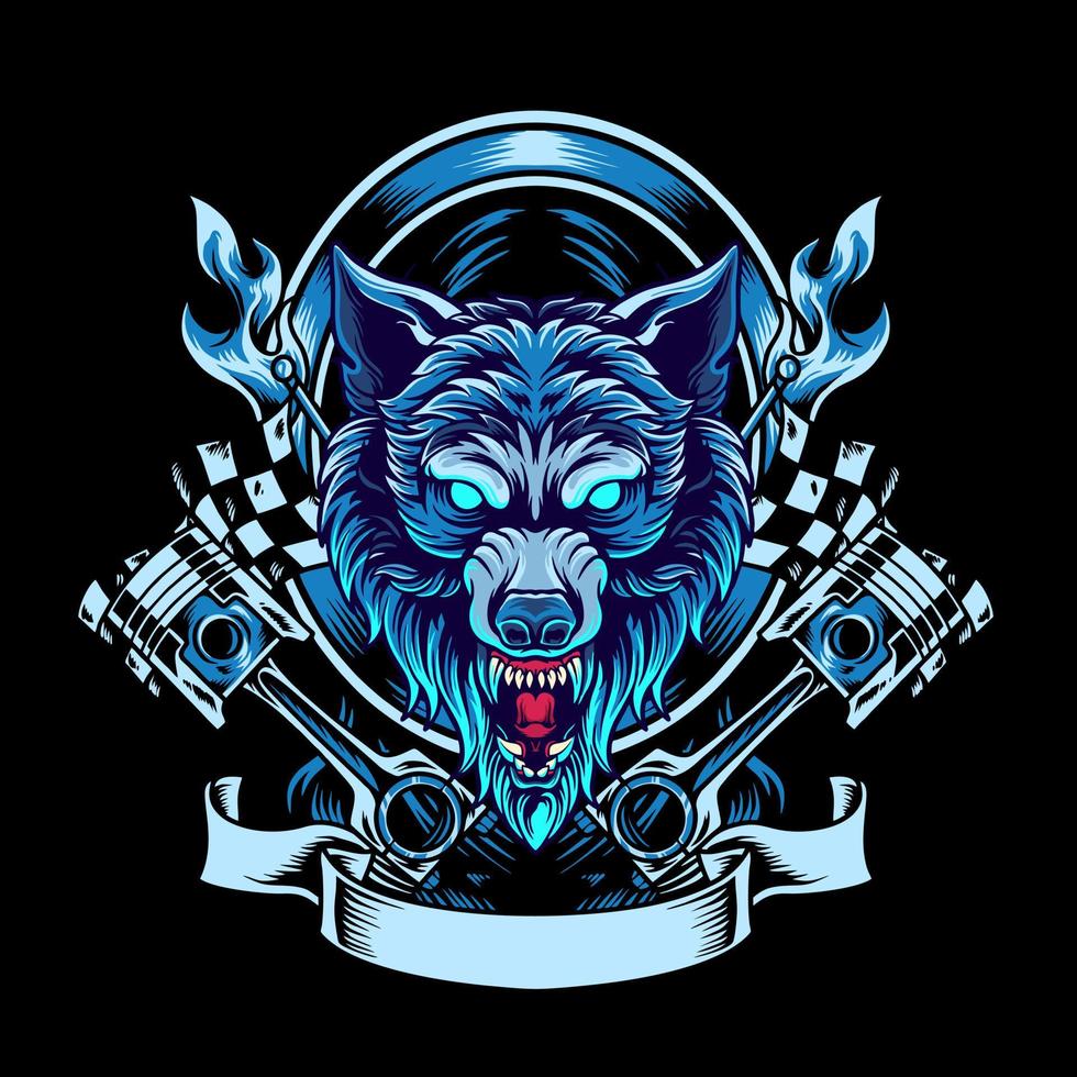 Wolf Motorider Mascot vector
