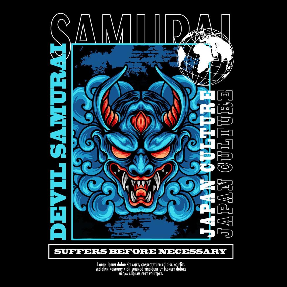 samurai japón estilo streetwear vector