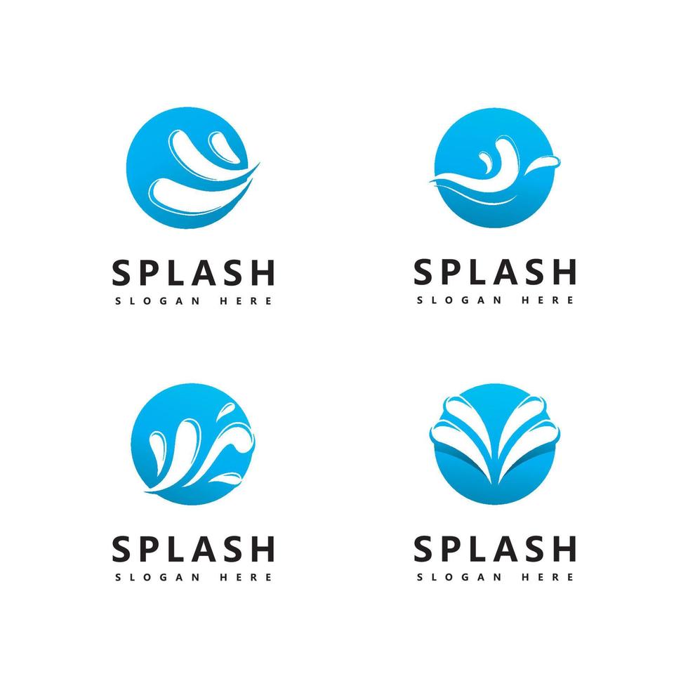 vector de plantilla de logotipo de icono y símbolo de salpicadura de onda de agua