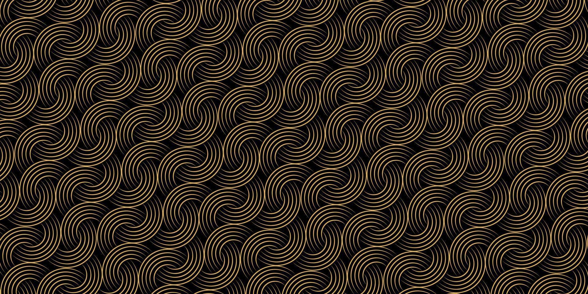 Seamless pattern circle overlapping gold background vector