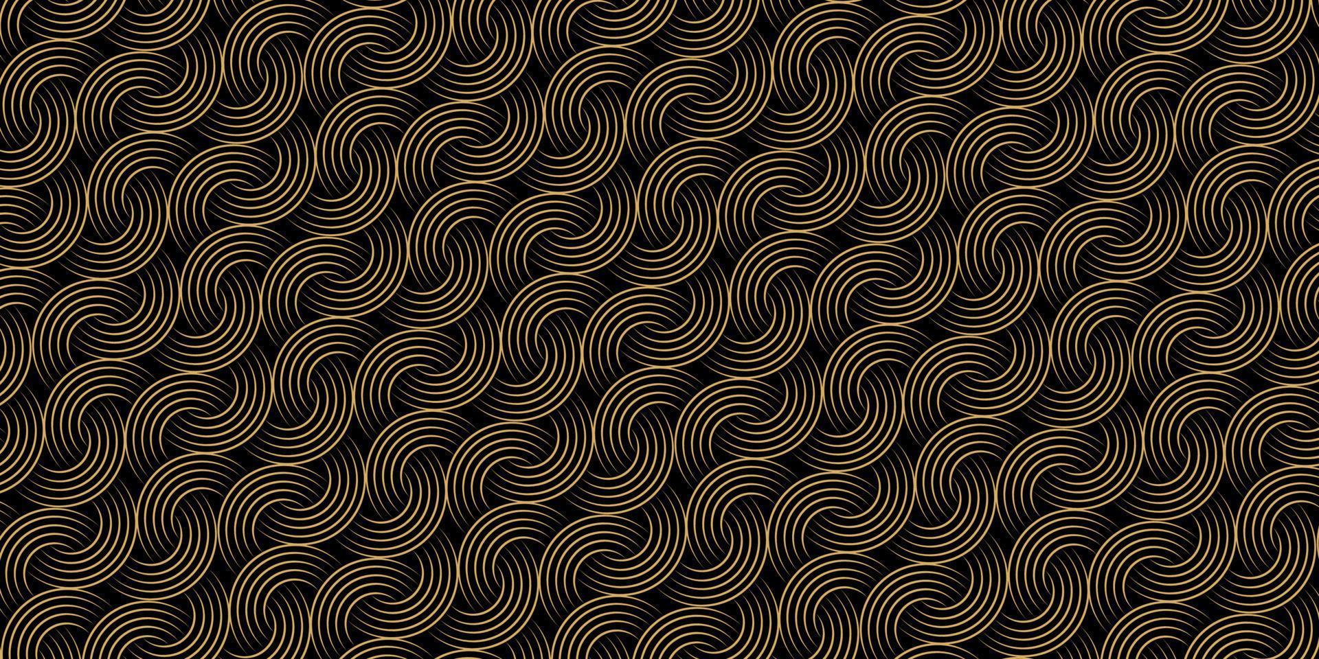 Seamless pattern circle overlapping gold background vector