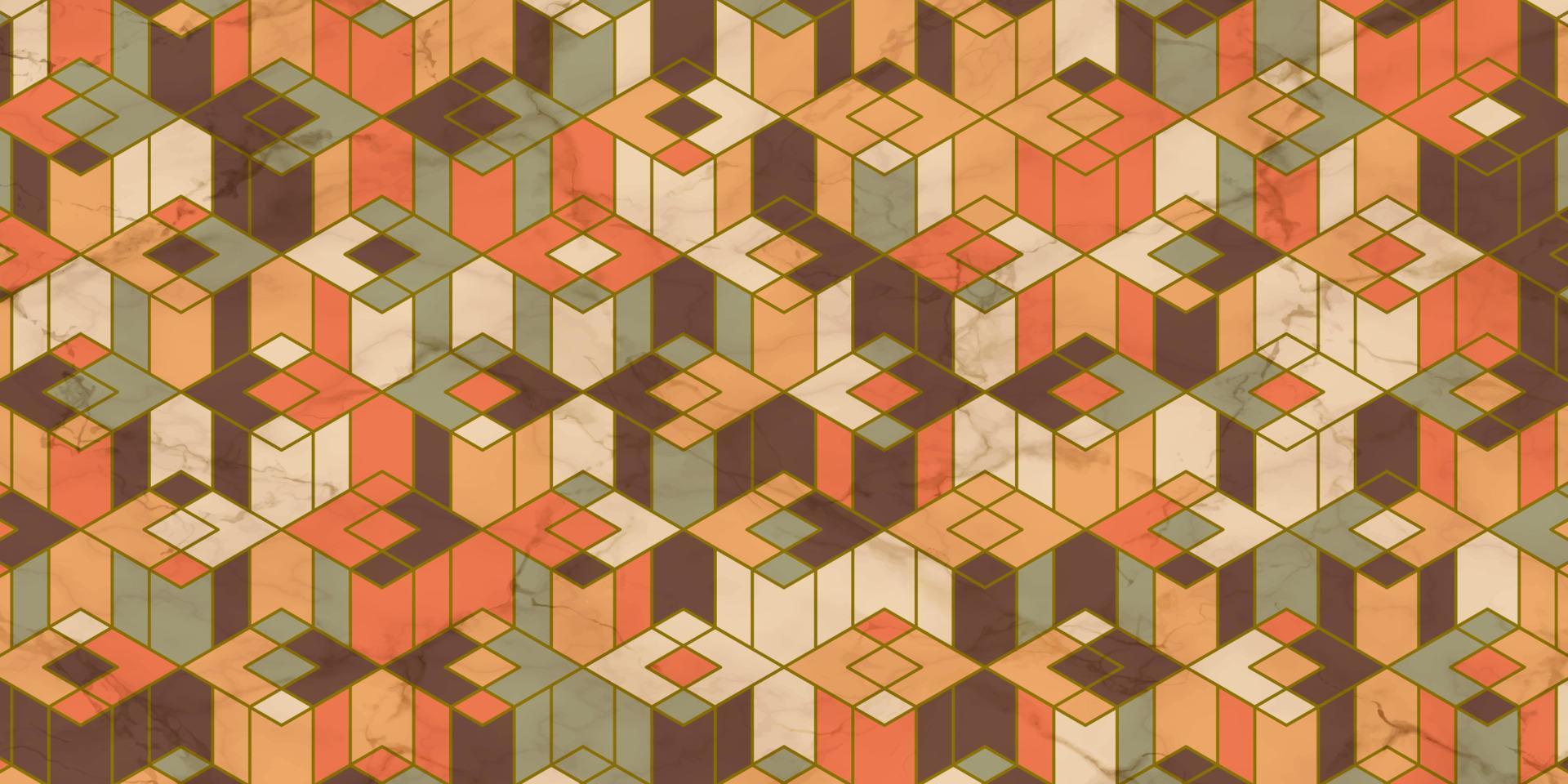 Geometric pattern retro style with marble texture vector