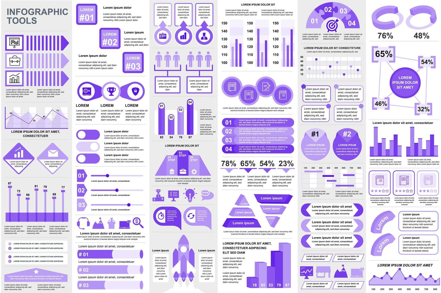 Bundle infographic elements data visualization vector design template. Mega set. Can be used for steps, business processes, workflow, diagram, flowchart concept, timeline, icons, info graphics.