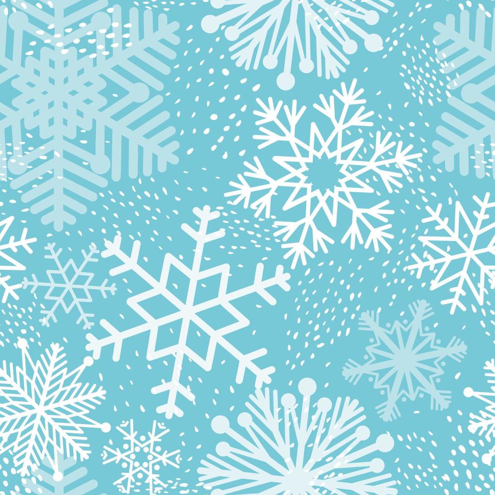 nieve de patrones sin fisuras. telón de fondo de invierno abstracto con puntos, copos de nieve. textura dibujada naturaleza estacional. Fondo artístico de vacaciones de invierno de la colección navideña. vector