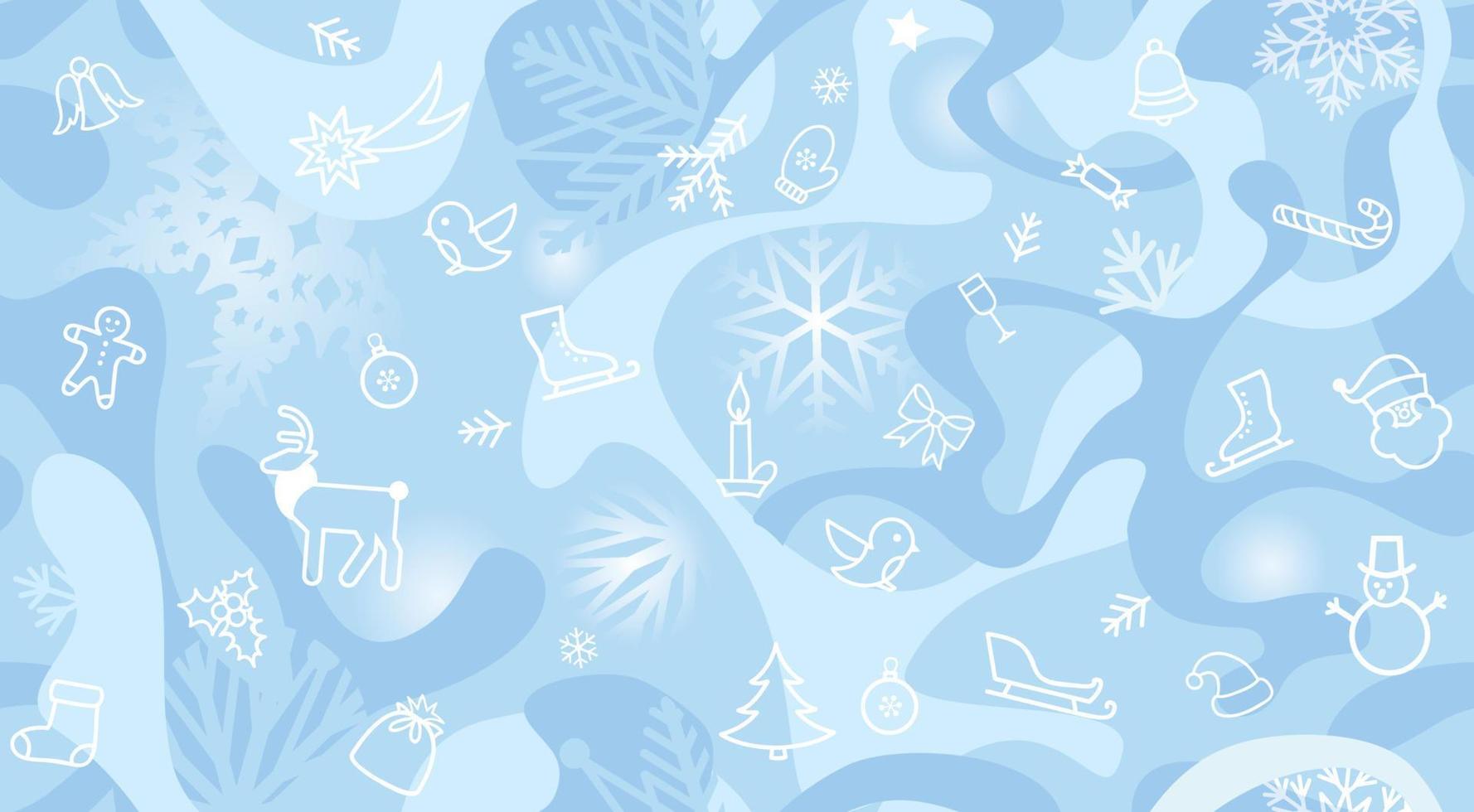 patrón transparente de vacaciones de icono de Navidad. telón de fondo ornamental de nieve de invierno. Fondo decorativo de copos de nieve de vacaciones de Navidad. vector