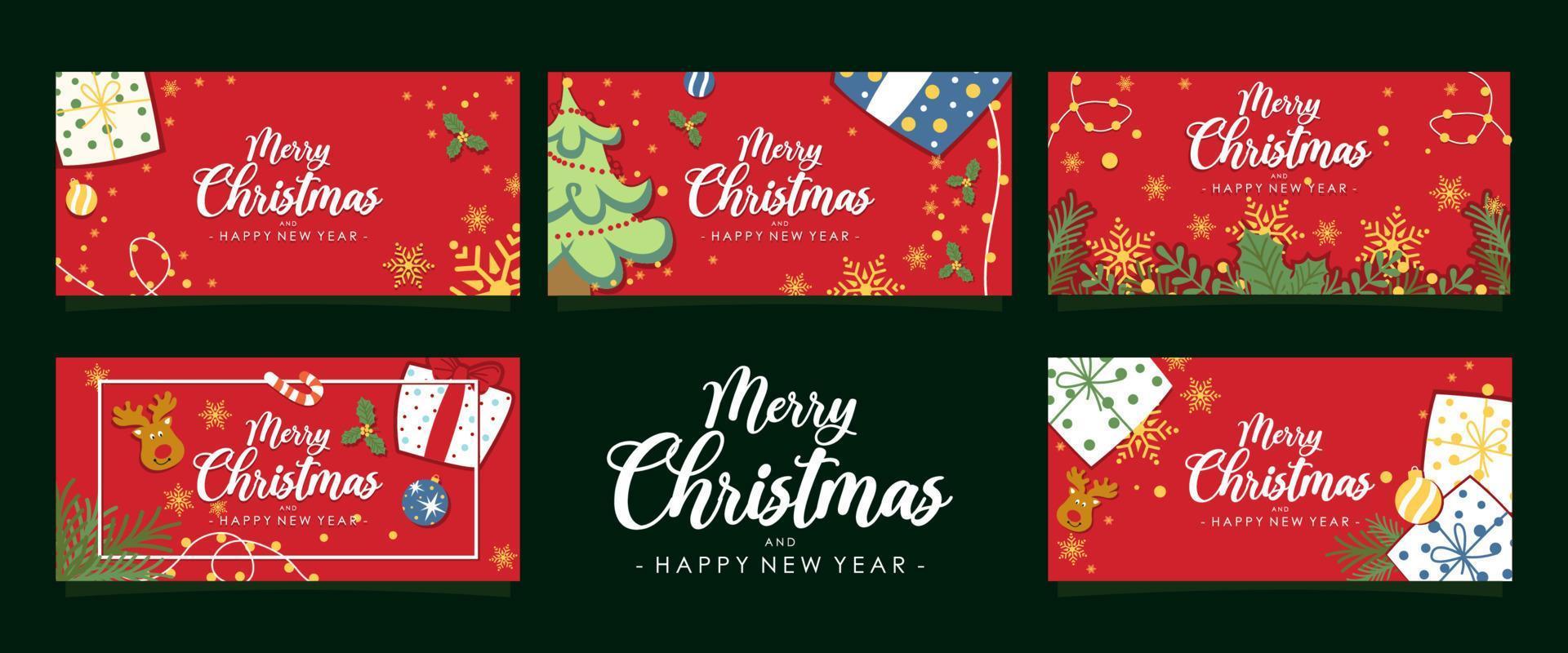 feliz navidad banner vector set