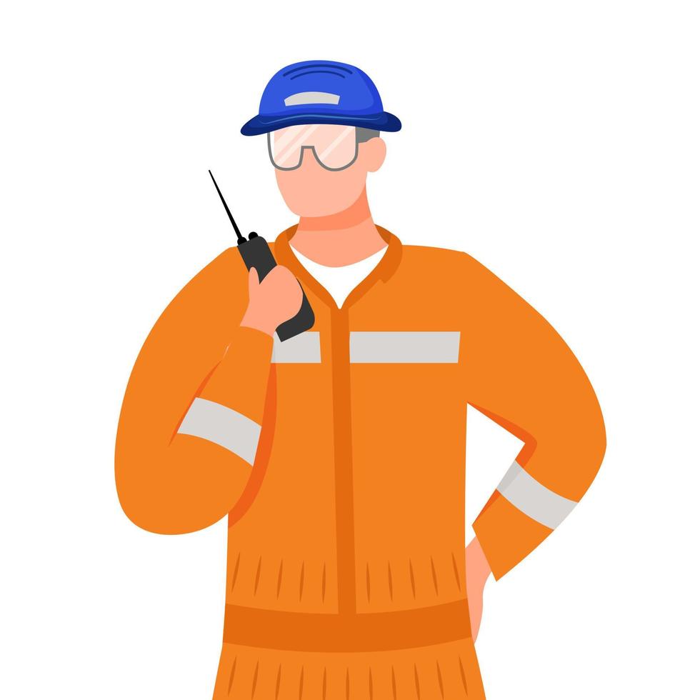 Ilustración de vector plano de ingeniero. logística marítima. transporte marítimo. Envío. trabajador aislado personaje de dibujos animados sobre fondo blanco