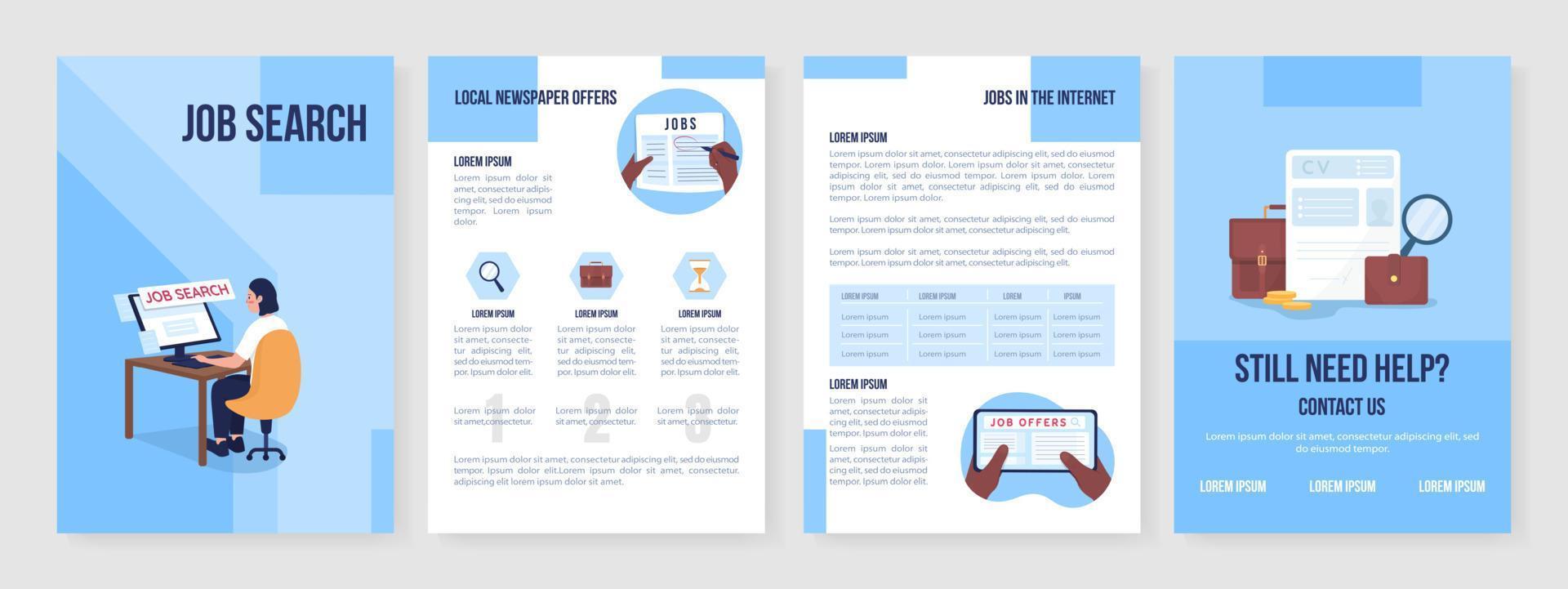 plantilla de folleto de vector plano de búsqueda de trabajo