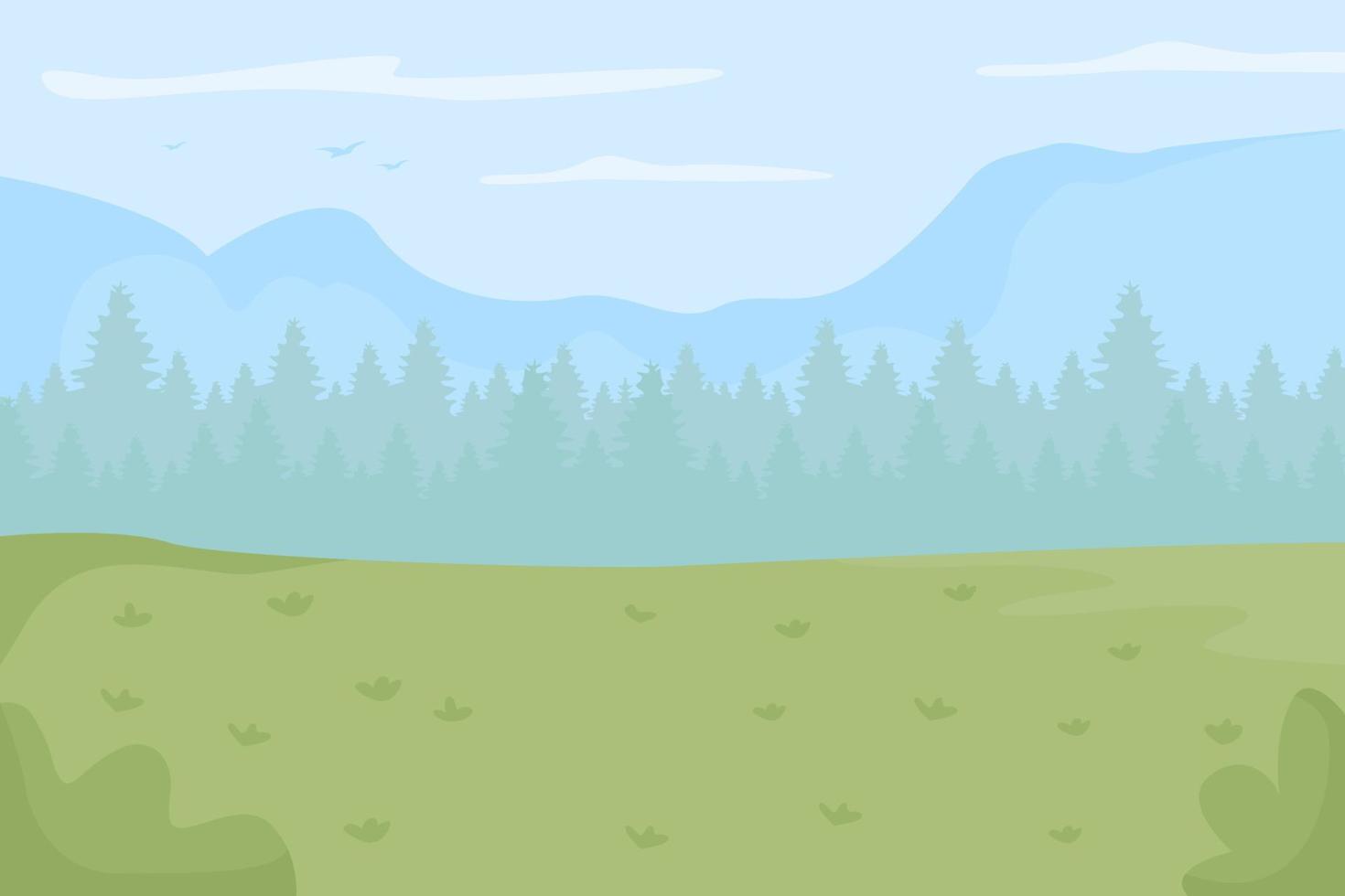 Green recreational space flat color vector illustration