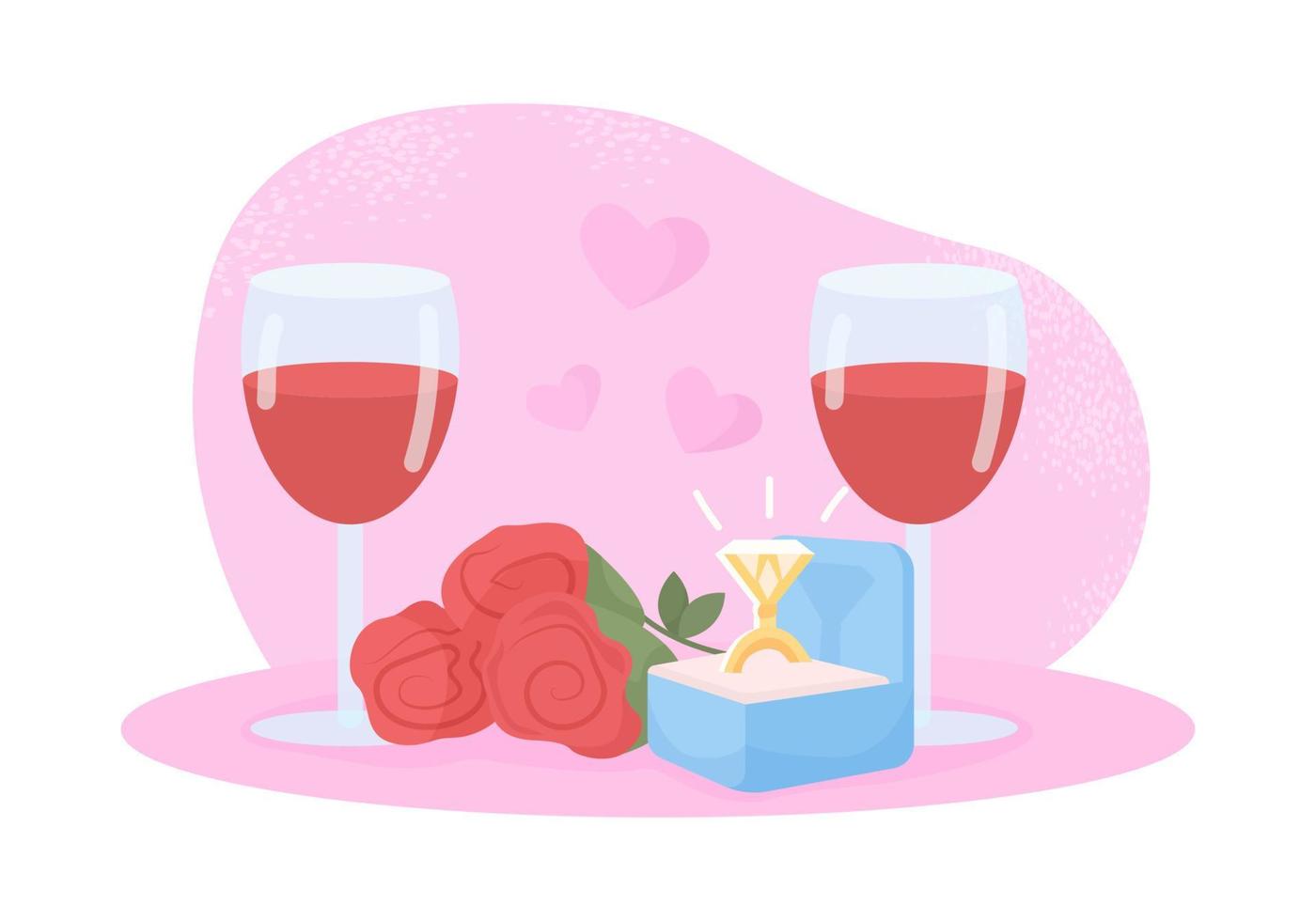 Romantic dinner 2D vector isolated illustration