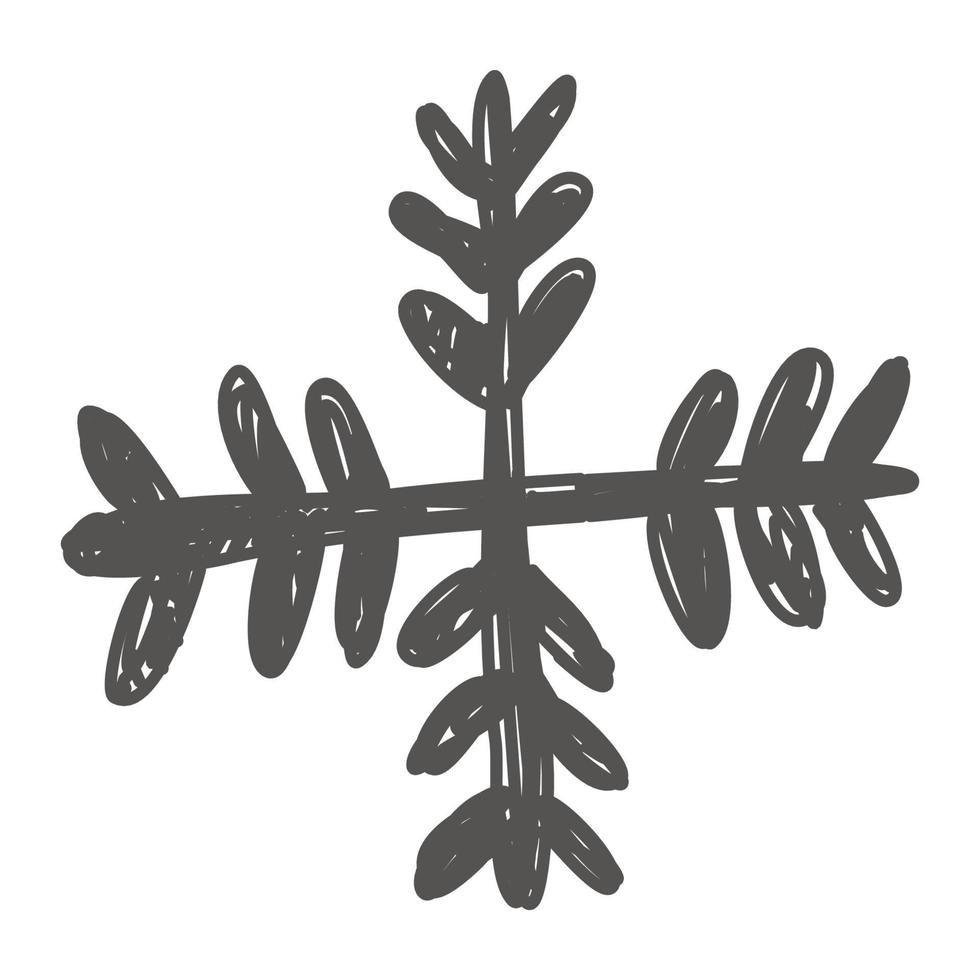 Hand drawn snowflake sketch doodle illustration. Handdrawn winter christmas concept. vector