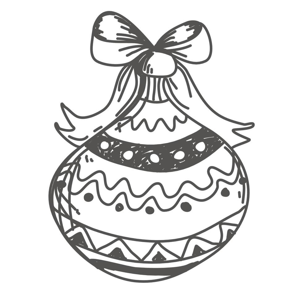 bocetos y garabatos dibujados a mano bola de navidad vector