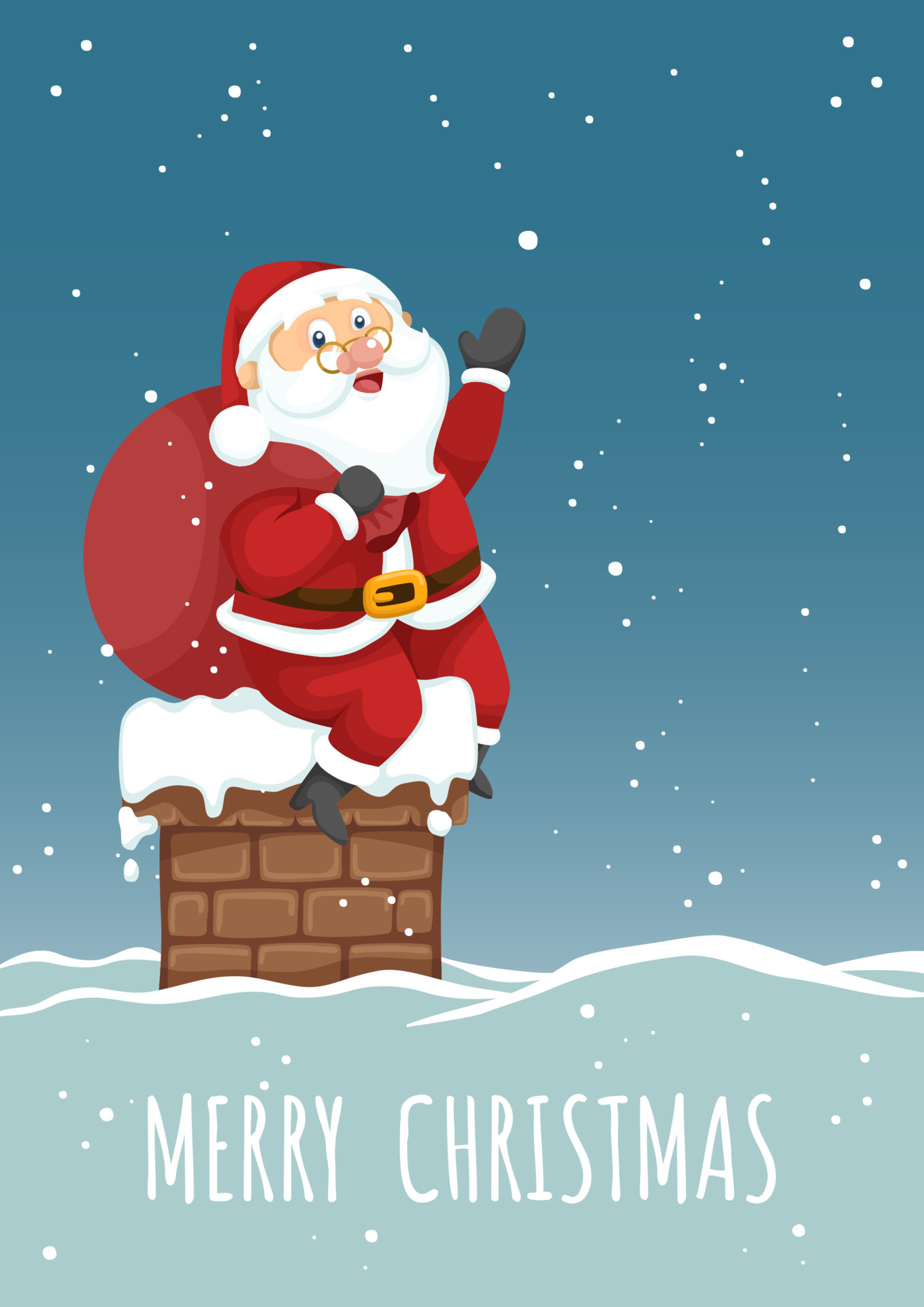 Cute Santa Claus On Chimney Merry Christmas 4306070 Vector Art at Vecteezy