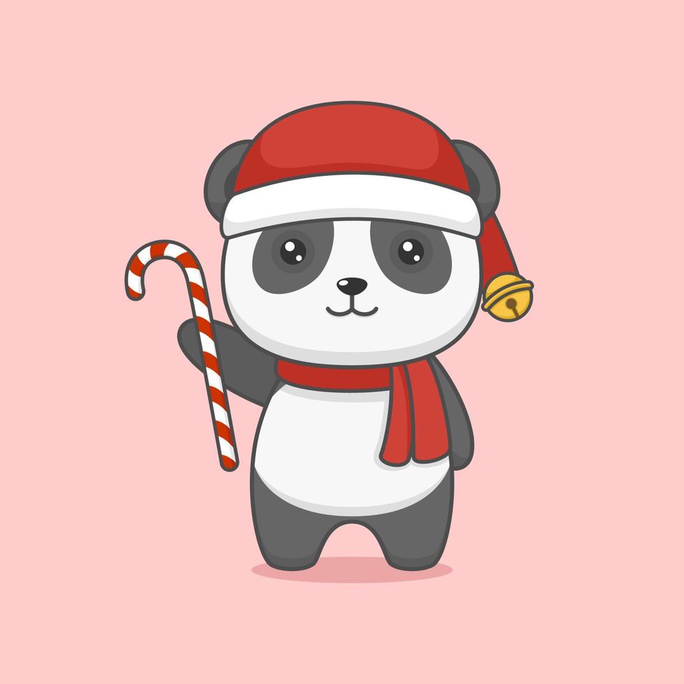 lindo oso panda de navidad de dibujos animados 4306075 Vector en Vecteezy