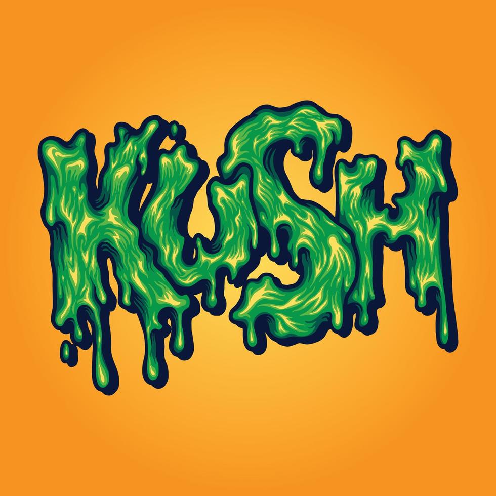 kush typeface melting ilustraciones vectoriales vector