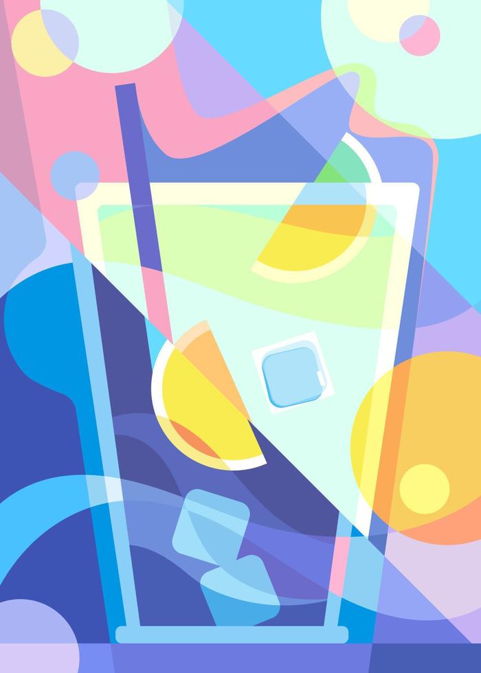 Poster with citrus cocktail. vector