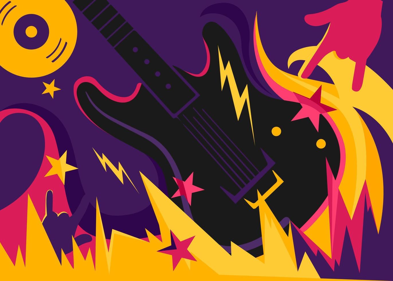 Flaming Guitar Rock Music Poster