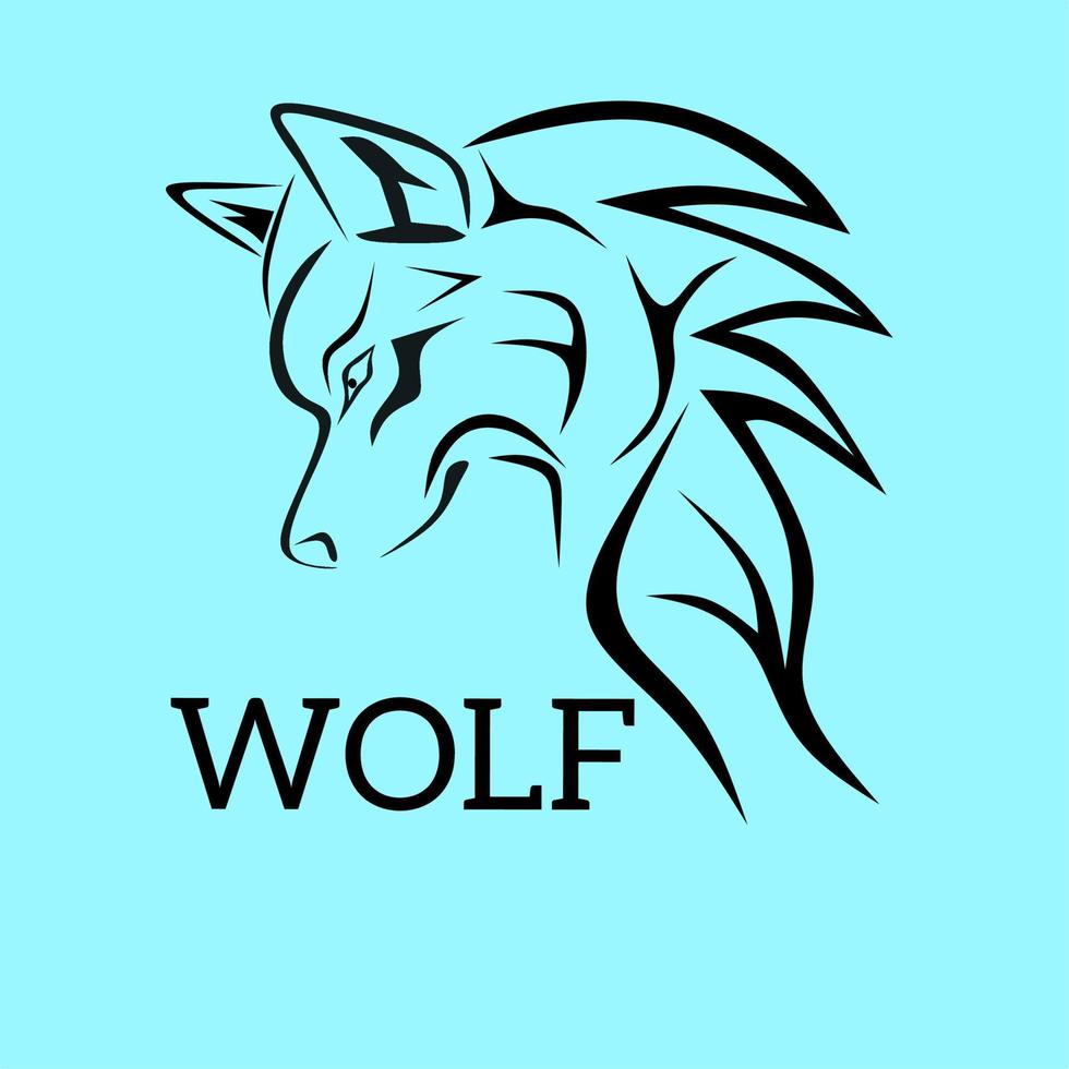 Bonito vector de ilustración de lobo negro para banner de etiqueta de camiseta de marca