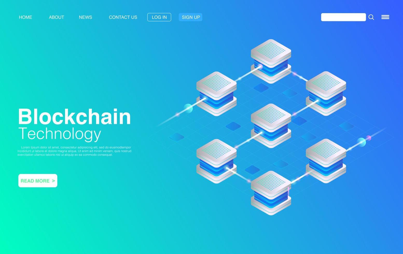 Blockchain Technology Concept. Background Landing Page Template. Vector EPS 10