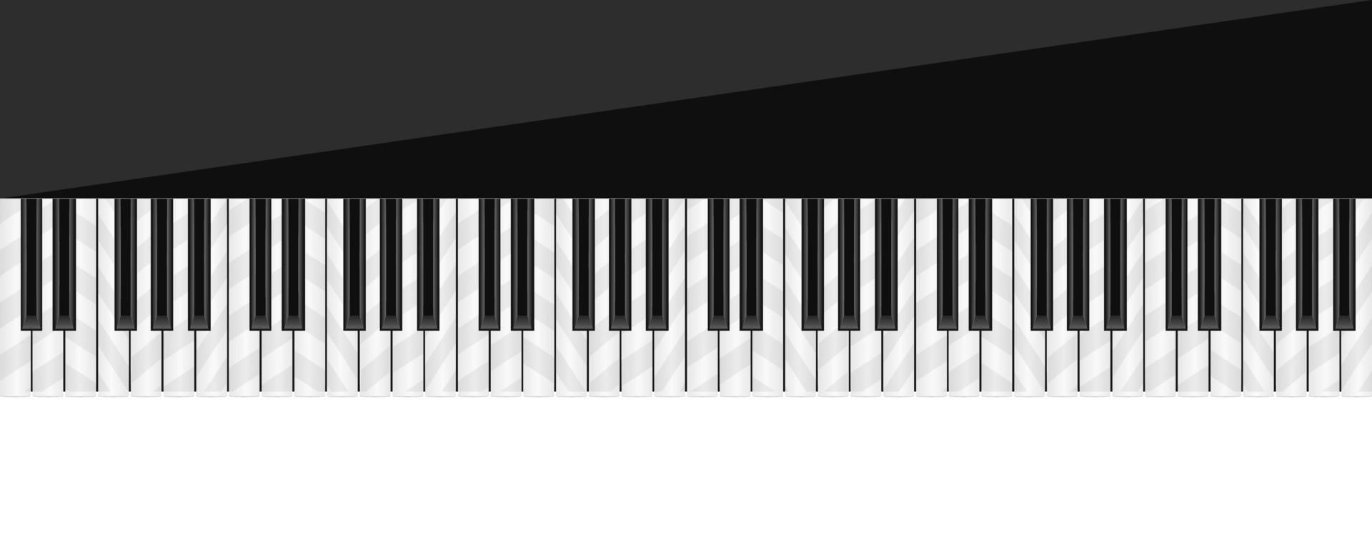 Realistic piano keyboard isolated on the white background. Vector illustration, top view