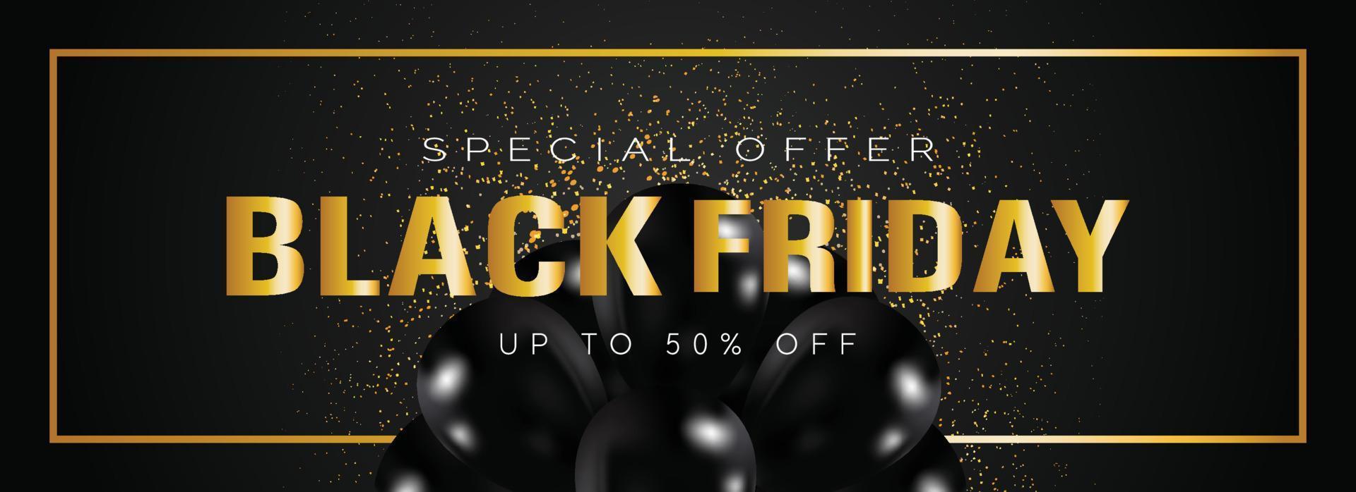 Black Friday Sale Banner with Gold Letters vector