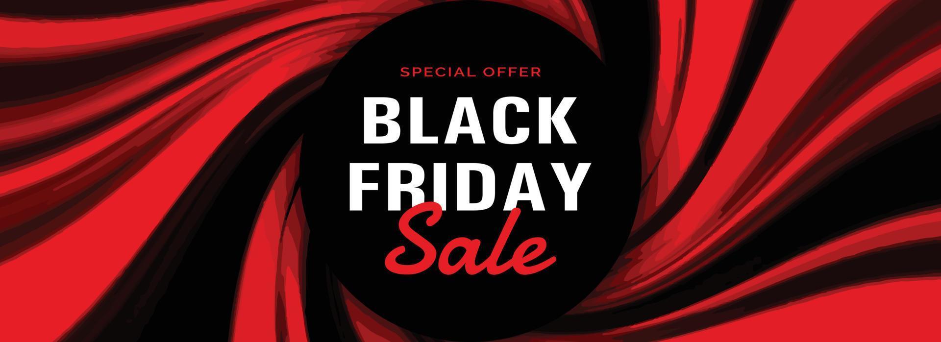 Modern Black Friday Banner with Red Abstract Shapes vector