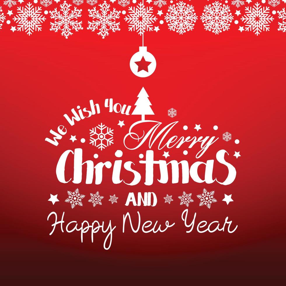 Merry Christmas Red Background with Snowflakes vector
