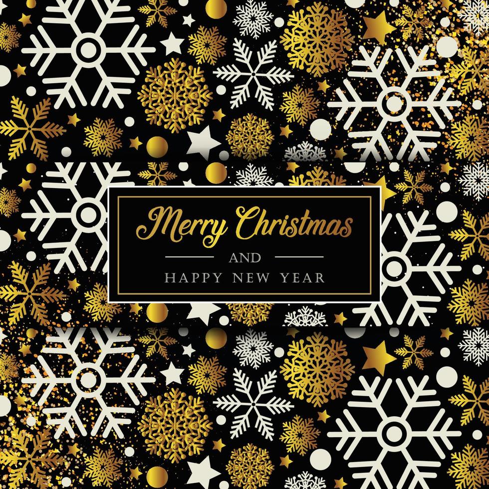 Merry Christmas Background with Golden Snowflakes vector